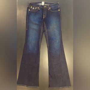 True Religion Joey flare leg jeans, size 30, dark wash
